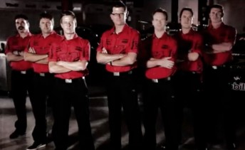 Garth Tander leads the Toll HRT crew in the new video commercial