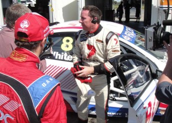Matt White jumps out of the Team BOC Commodore after his first taste of V8s