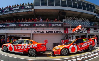 The TeamVodafone Holden Commodores