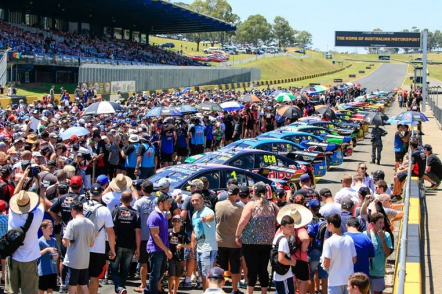 V8 Supercars fans flock around the new liveries at Sydney Motorsport Park