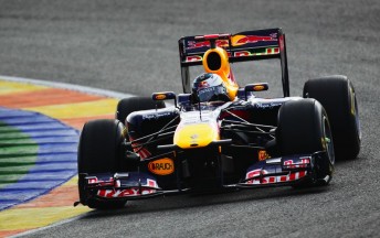 Sebastian Vettel laps the Valencia circuit in the RB7