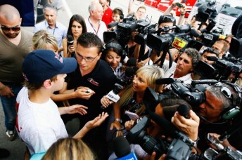 Vettel faces the media after his retirement from the Turkish Grand Prix
