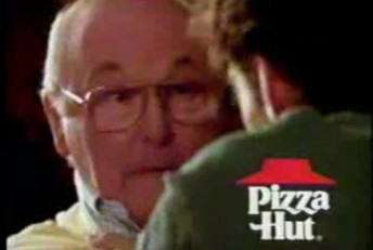 Damon Hill strangles Murray Walker in the Pizza Hut advert