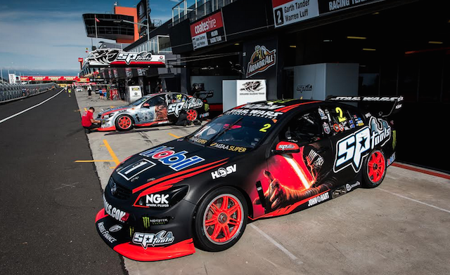 The Holden Racing Team Commodores in the Bathurst pitlane