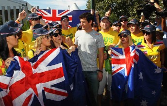 Mark Webber with his fans at the Australian Grand Prix earlier this year