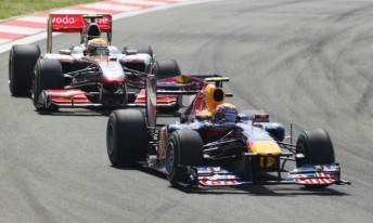 Mark Webber was hounded by Lewis Hamilton in the opening stanza of the race