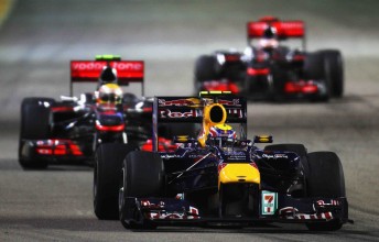 Mark Webber leads McLaren pair Lewis Hamilton and Jenson Button
