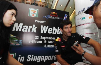 Mark Webber at a 7-11 in-store appearance in Singapore