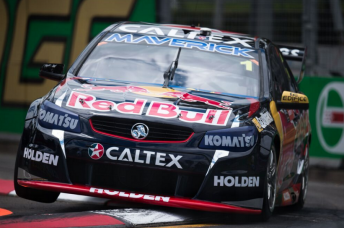 Jamie Whincup attacking the Sydney kerbs