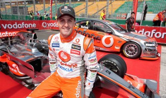 Jamie Whincup with the 2008-spec McLaren that he drove today at Albert Park