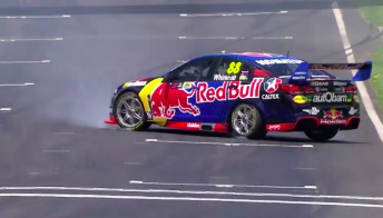 Whincup spins down the front straight. pic: V8TV