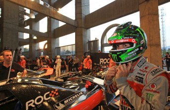 Jamie Whincup prepares to hop into a ROC buggy