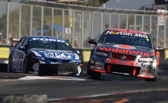 Jamie Whincup leads Shane van Gisbergen at Surfers Paradise