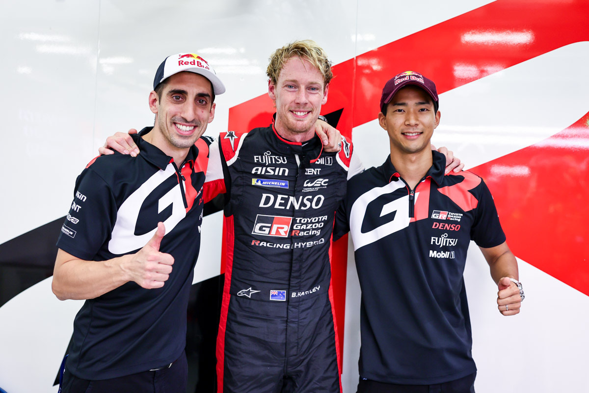 Brendon Hartley, Sebastien Buemi (left) and Ryo Hirakawa have won the world endurance championship. Image: Toyota Gazoo Racing Facebook