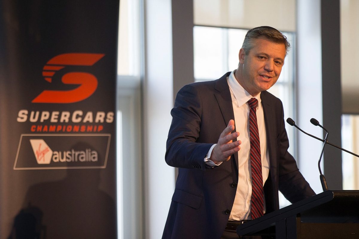 James Warburton, pictured during his tenure as Supercars CEO, has decided to step down as Seven West Media CEO