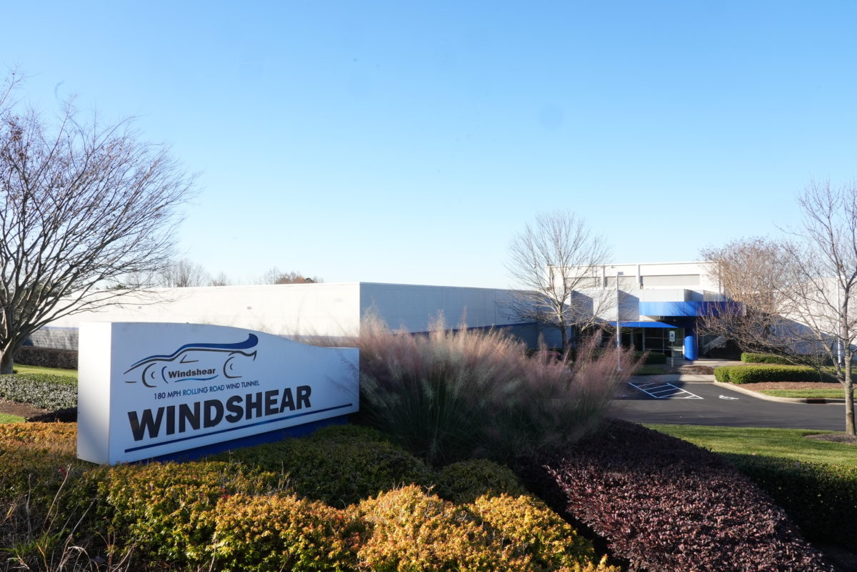 Windshear sign outside wind tunnel facility