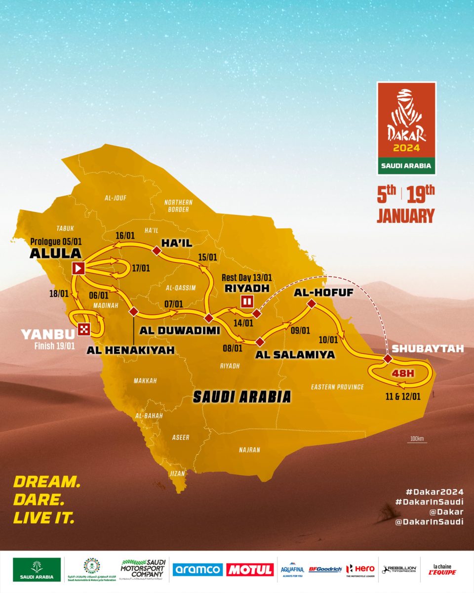 The Dakar 2024 route. Image: Dakar Rally