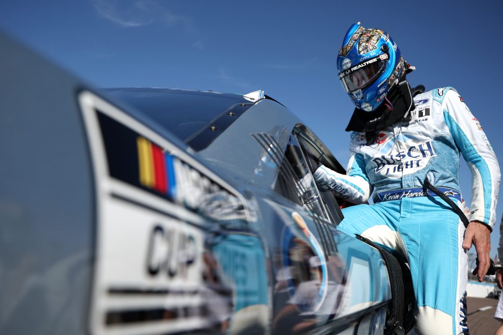 AVONDALE, ARIZONA - NOVEMBER 05: Kevin Harvick, driver of the #4 Busch Light Harvick Ford, enters his car prior to the NASCAR Cup Series Championship at Phoenix Raceway on November 05, 2023 in Avondale, Arizona. (Photo by Jared C. Tilton/Getty Images)