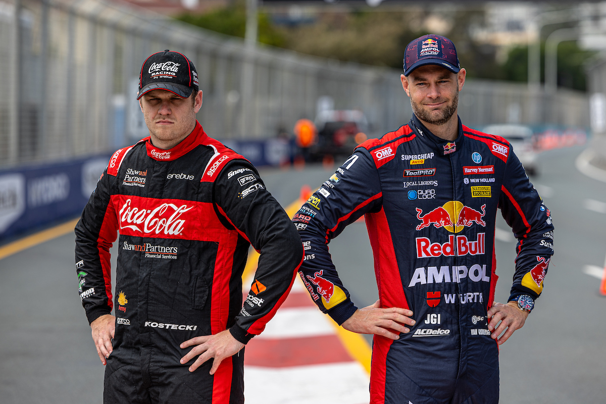Supercars Championship title rivals Brodie Kostecki  (left) and Shane van Gisbergen (right). Image: InSyde Media