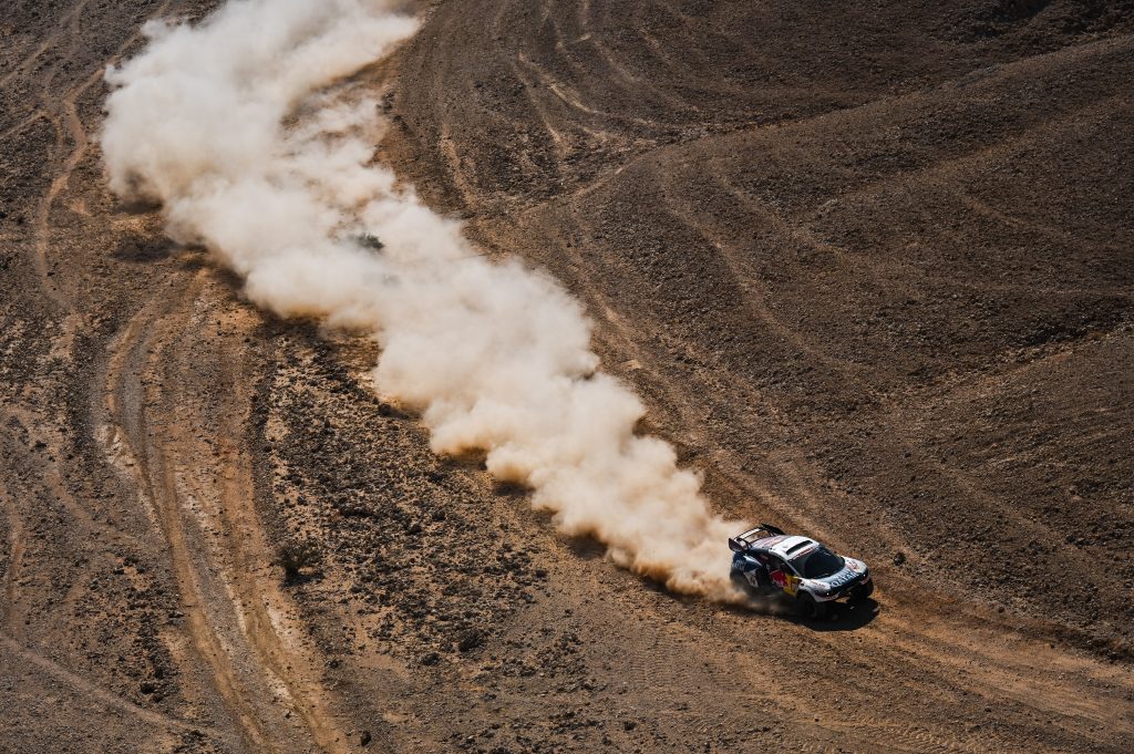 Nasser Al-Attiyah and Mathieu Baumel on their Prodrive Hunter T1+ of the Nasser Racing during the Stage 4 of the Dakar 2024 between Al Salamiya and Al-Hofuf, Saudi Arabia on January 9, 2024. // Eric Vargiolu / DPPI / Red Bull Content Pool // SI202401090382 // Usage for editorial use only //