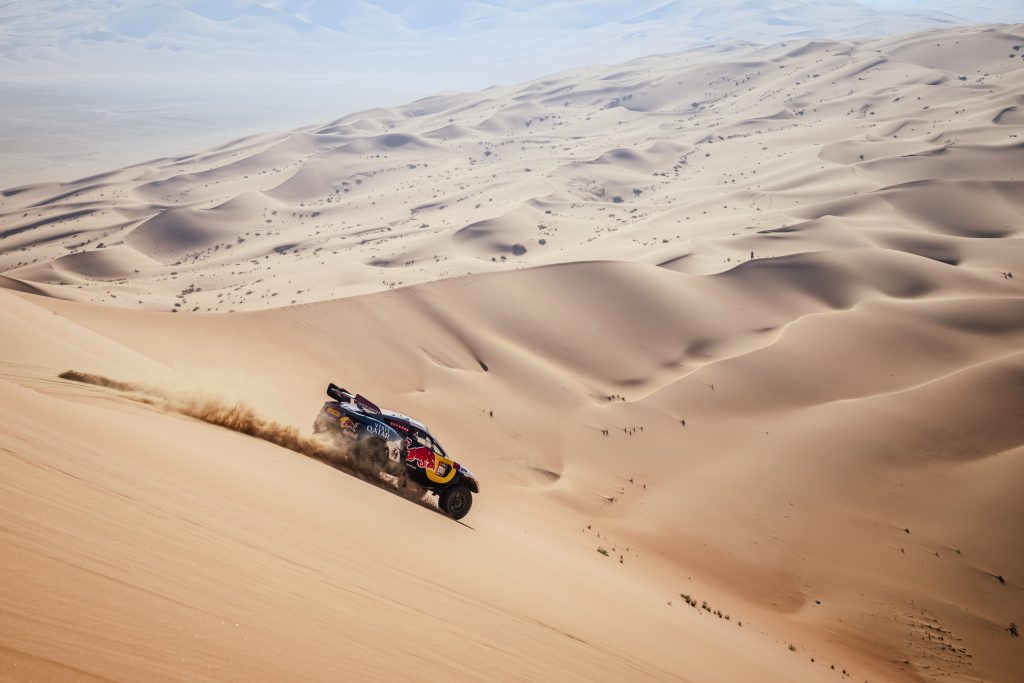 Nasser Al-Attiyah (QAT) and Mathieu Baumel (FRA) of Nasser Racing race during stage 06 of Rally Dakar 2024 in Shubaytah, Saudi Arabia on January 11, 2024. // Marcelo Maragni / Red Bull Content Pool // SI202401110489 // Usage for editorial use only //