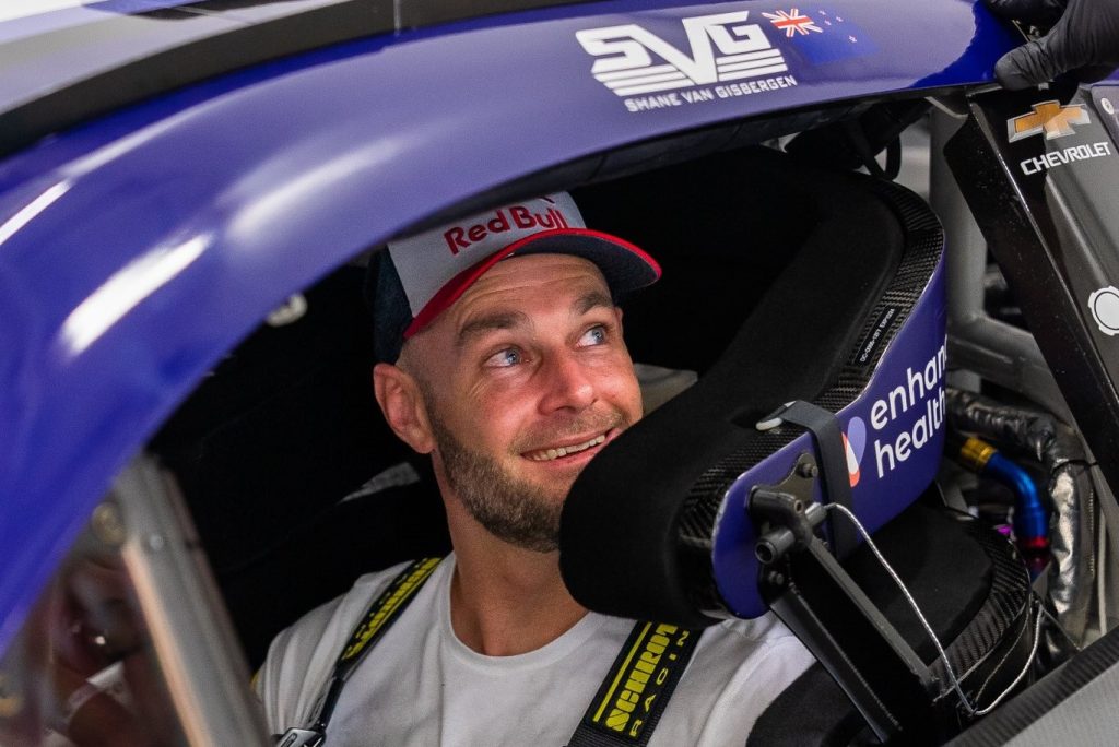 Shane van Gisbergen sits in his Trackhouse Racing Camaro NASCAR ahead of his second Cup Series start in August 2023. Image: Shane van Gisbergen X