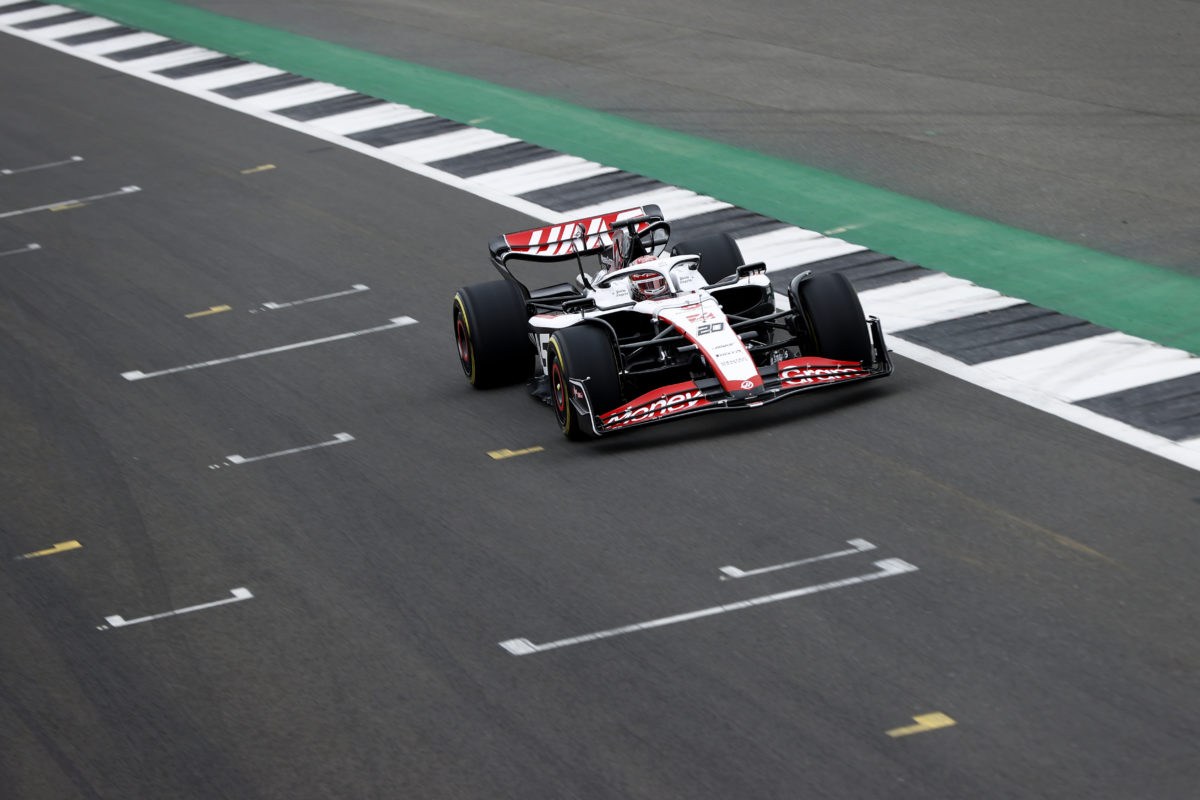 Kevin Magnussen in the VF-23 at Silvertsone