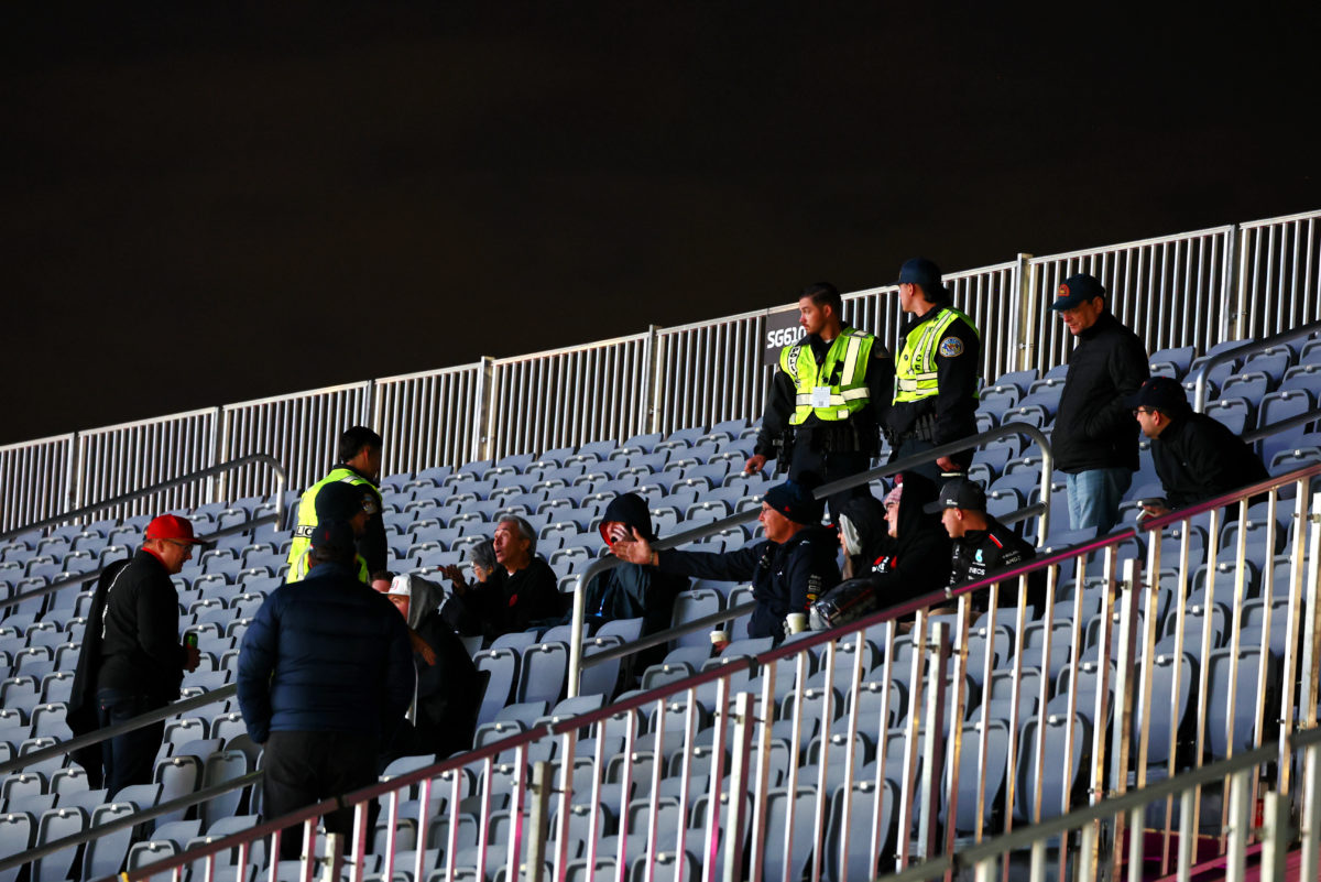 Police were forced to eject fans from the grandstands at the Las Vegas GP