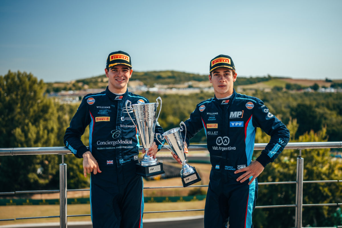 Zak O'Sullivan (left) and Franco Colapinto will drive for Williams in Abu Dhabi. Image: Supplied by Williams